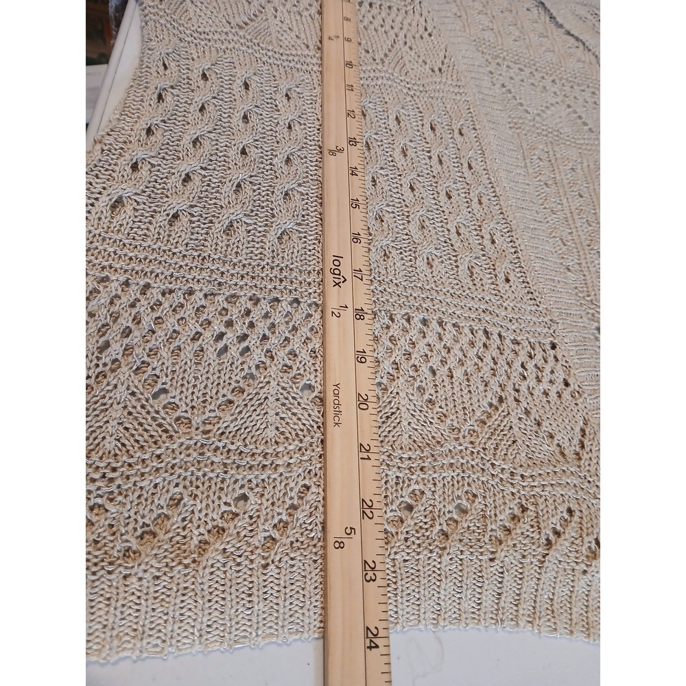 Westport 2x Tan Beige Pointelle Cable Knit Open Front Cardigan Layering - Picture 7 of 12